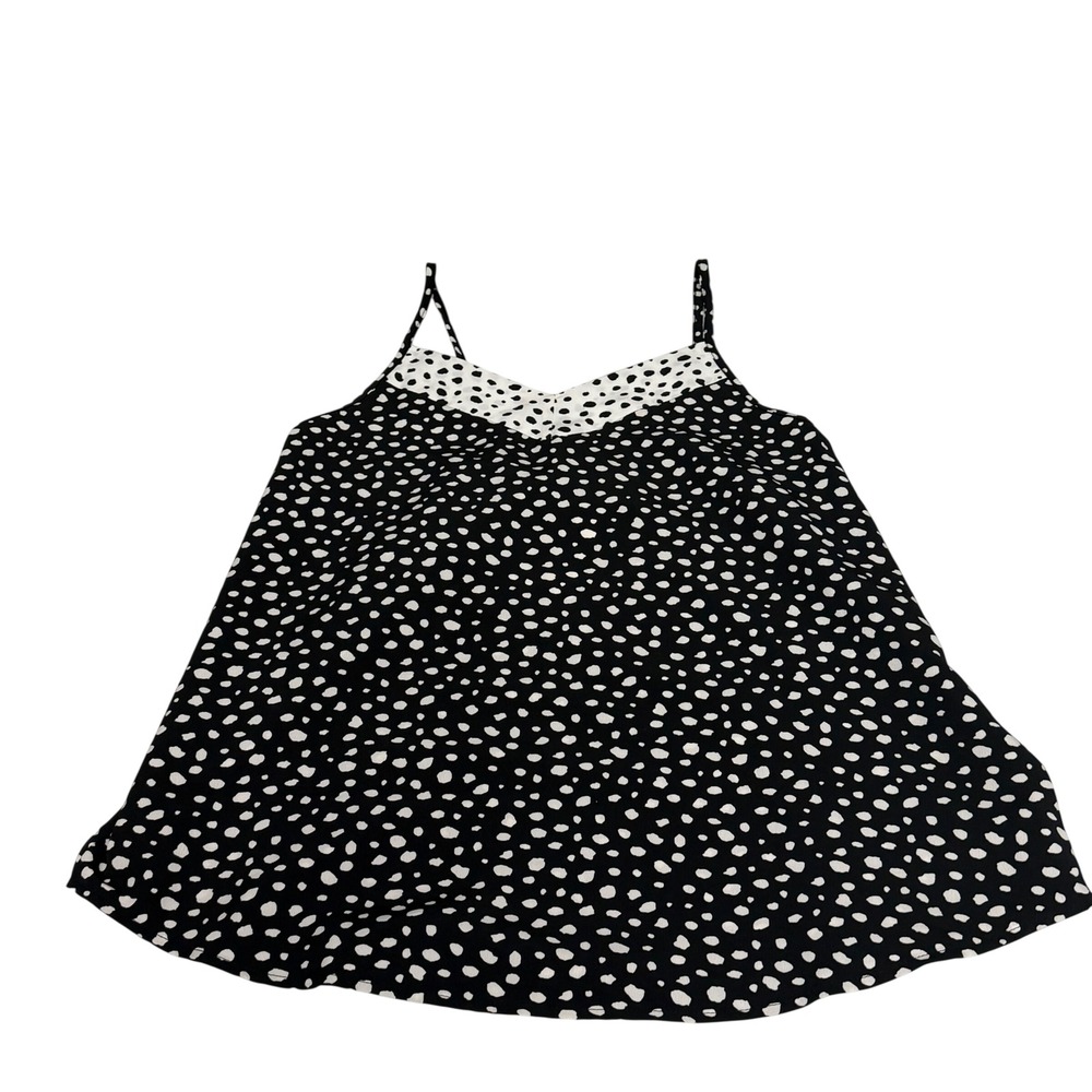 FSL Apparel Women Black Off White Animal Print V-Neck Tank Top Small Boho Chic
